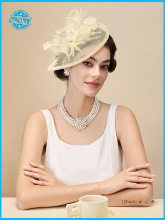Feather Faux-Metal Fasciantors Woven Derby Wear Tea Party Clips Headband One main image 6